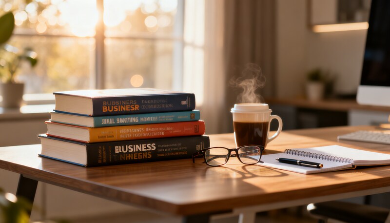 読了したビジネス書の山と付箋