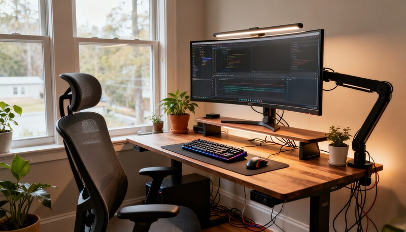 ガジェットが揃ったデスク環境の全体像