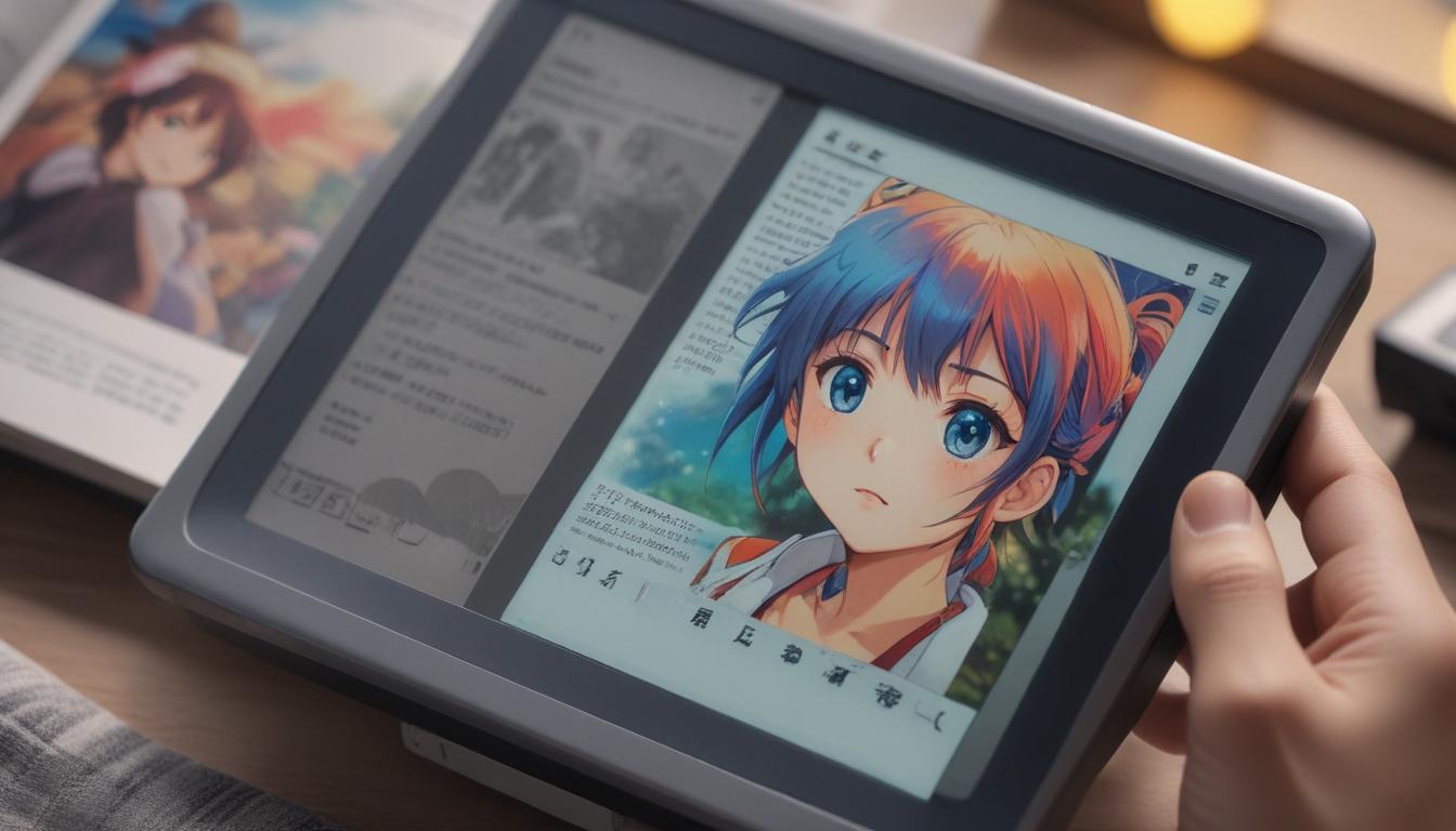 Kobo Libra Colourでカラーマンガを表示している画面のクローズアップ写真