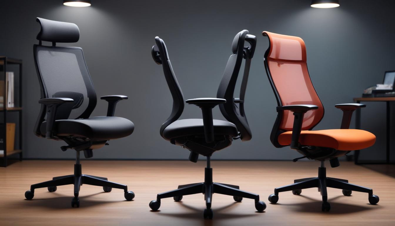 安価なオフィスチェアと高級エルゴノミクスチェアを並べて比較した写真。座面のヘタリ具合の違いが一目瞭然