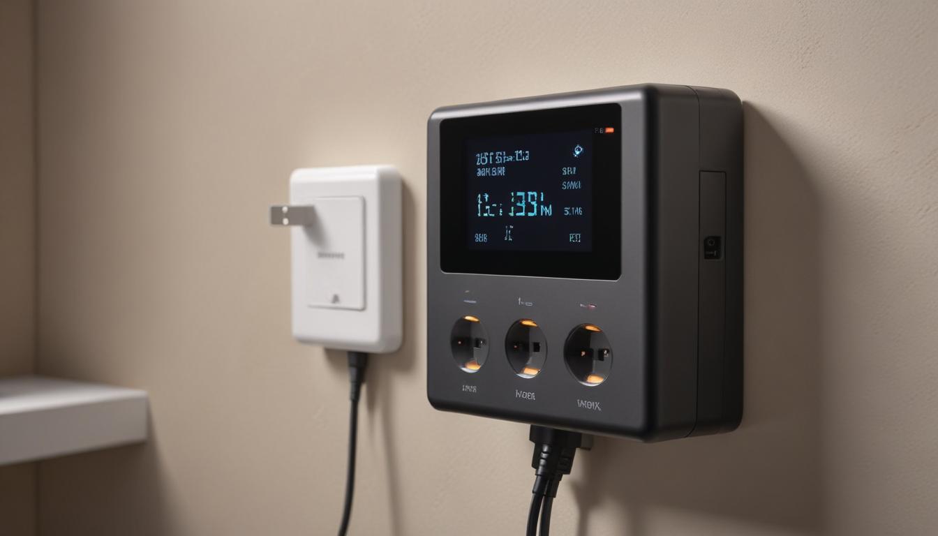 コンセントから急速充電中のポータブル電源。ディスプレイに充電残量と残り時間が表示されている