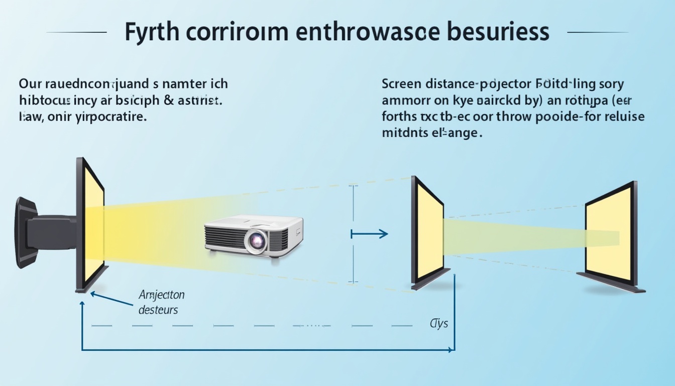 プロジェクターの投射距離と画面サイズの関係を示すイラスト
