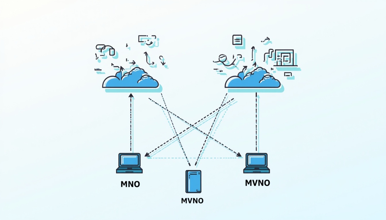 MNOとMVNOの関係を示す図解。大手キャリアの回線を格安SIM事業者が借りている構造