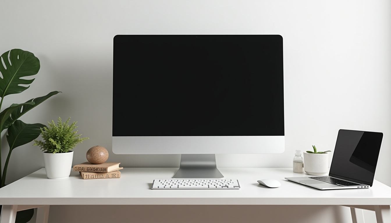 予算5万円で構築したシンプルなデスク環境。IKEAのデスクにモニターとノートPCを配置