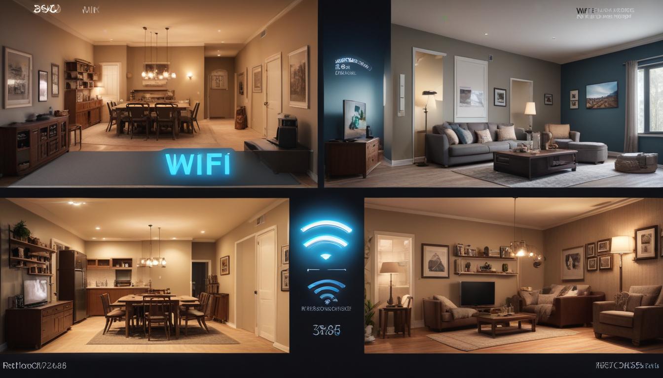 通常ルーター・中継器・メッシュWi-Fiの電波カバー範囲を比較した図解 - メッシュが家全体をシームレスにカバーしている