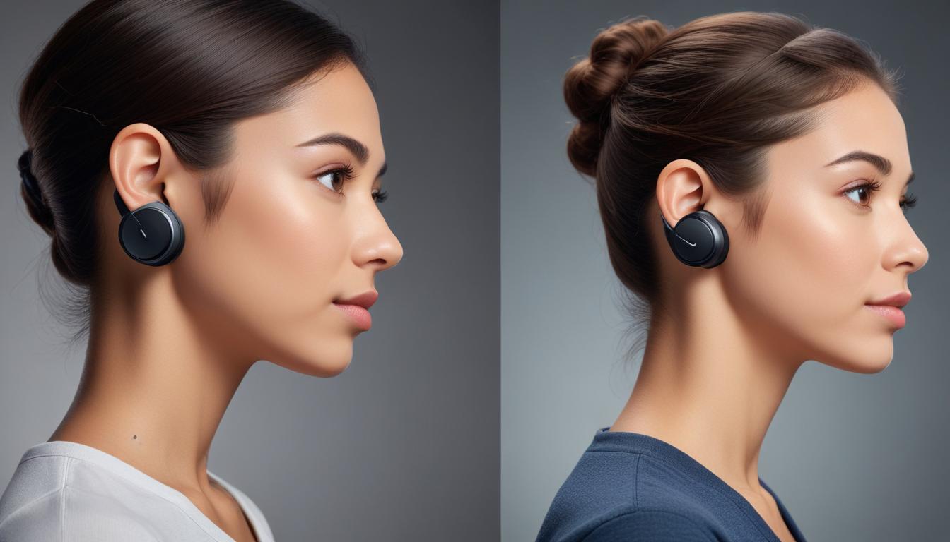 ワイヤレスイヤホン4タイプの比較図解 - カナル型・インナーイヤー型・オープンイヤー型・骨伝導型の装着イメージ