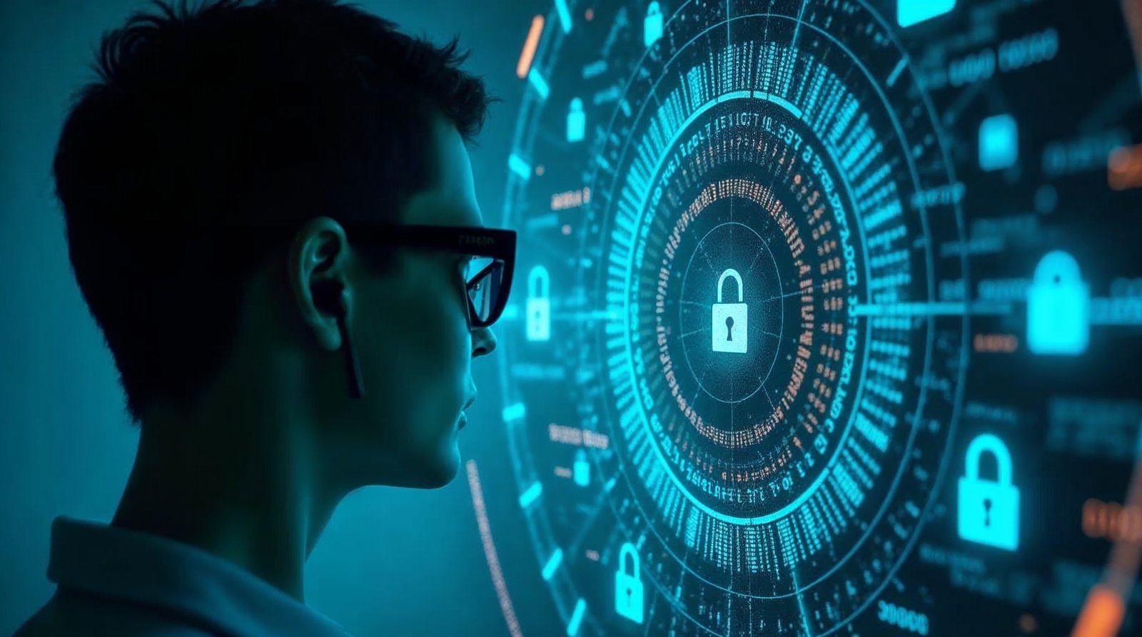 AIウェアラブルとプライバシーの関係を示す概念図 - 利便性とプライバシーの天秤、データの流れのイメージ