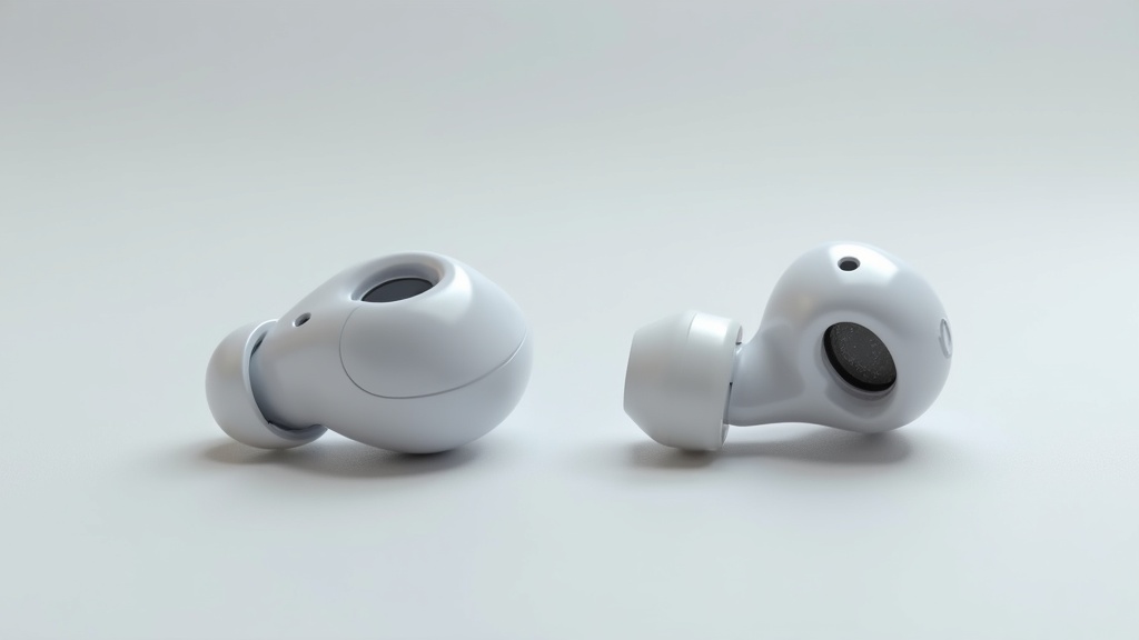 骨伝導イヤホンとエアーコンダクション型オープンイヤーイヤホンの形状比較。それぞれの装着部位の違いがわかる製品写真