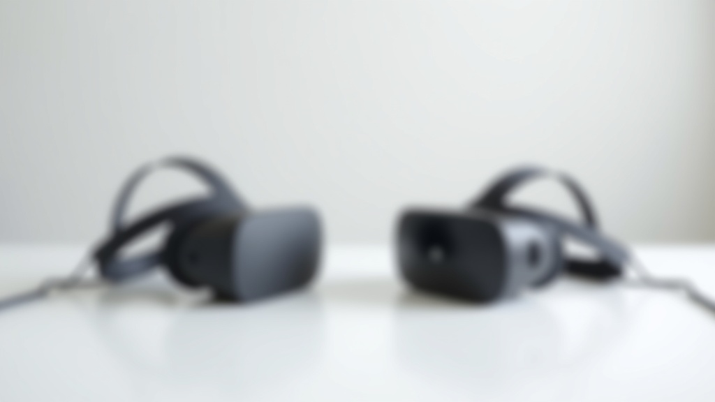 有線接続型とスタンドアロン型の2種類のVRヘッドセットを並べて比較した様子