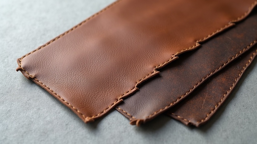 カーフスキン・コードバン・ブライドルレザーの3種類の革の質感比較