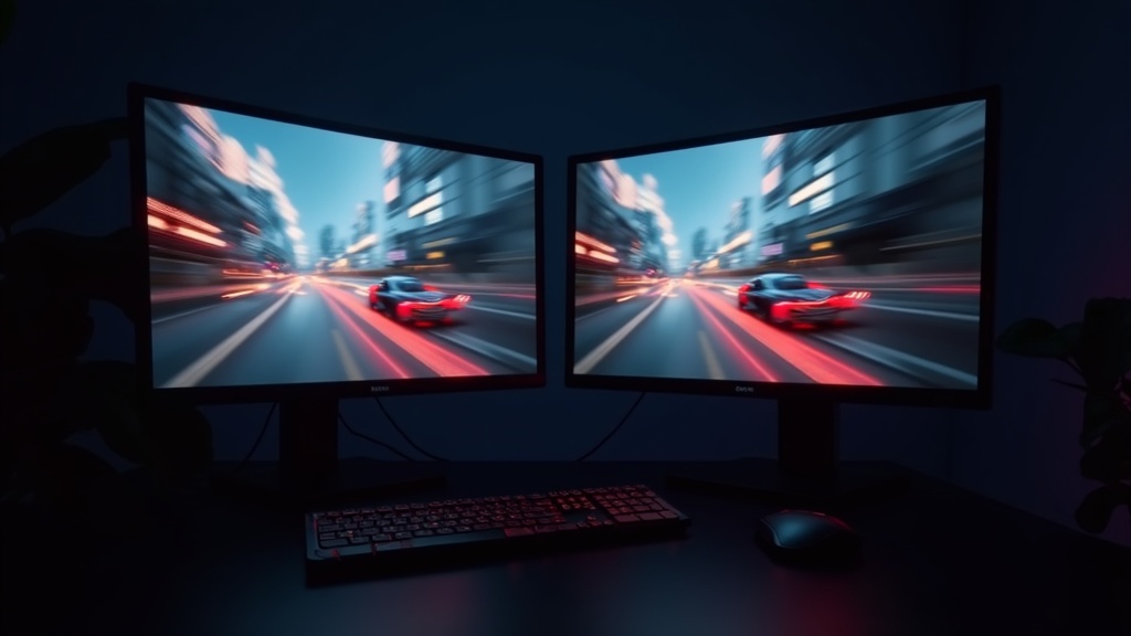 60Hzと240Hzモニターの映像品質・残像の違いを比較した画面