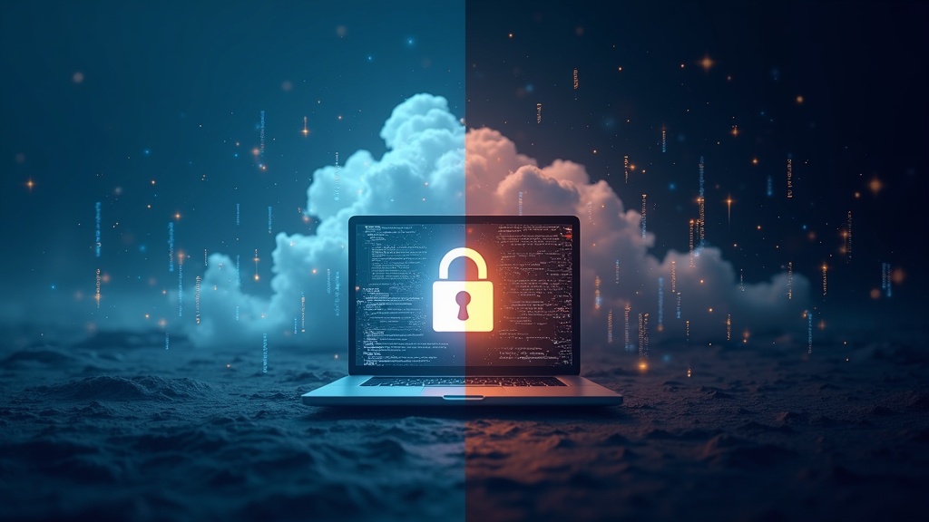 クラウドAIとローカルAIのデータ処理の違いを示す概念図