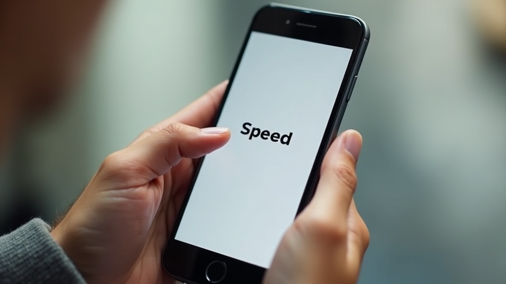 スマートフォンでRSVP方式の速読トレーニングアプリを使用する手元