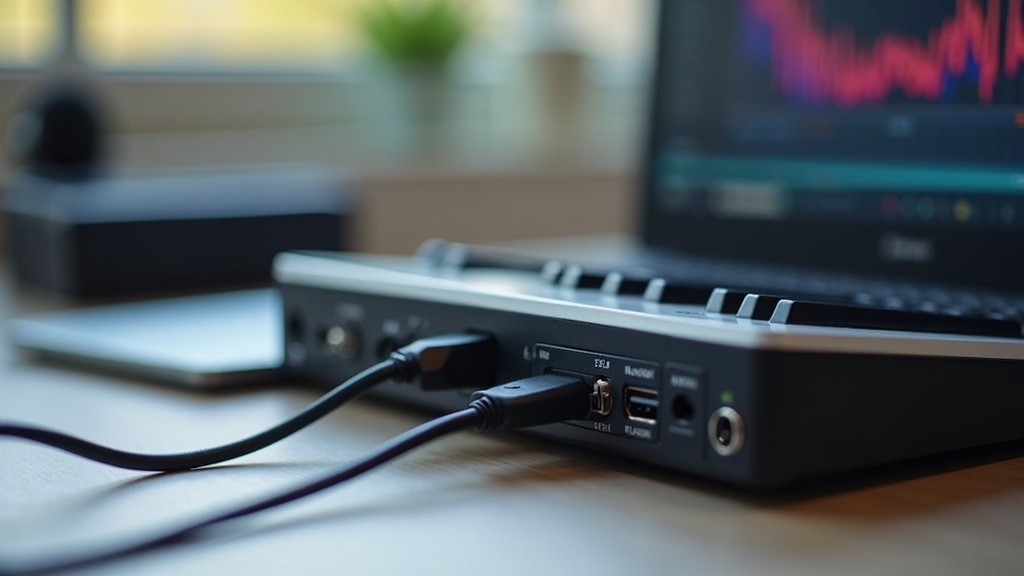 MIDIキーボードのUSBケーブルをパソコンに接続してDAWと連携するセットアップ