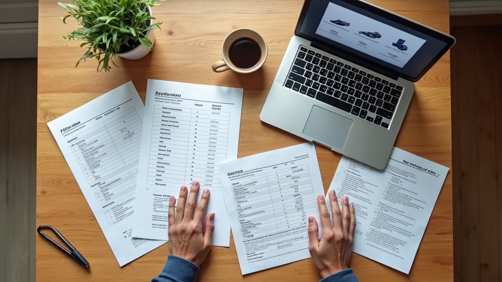 ロボット掃除機のスペック比較表とノートPCを使って選び方を検討している様子