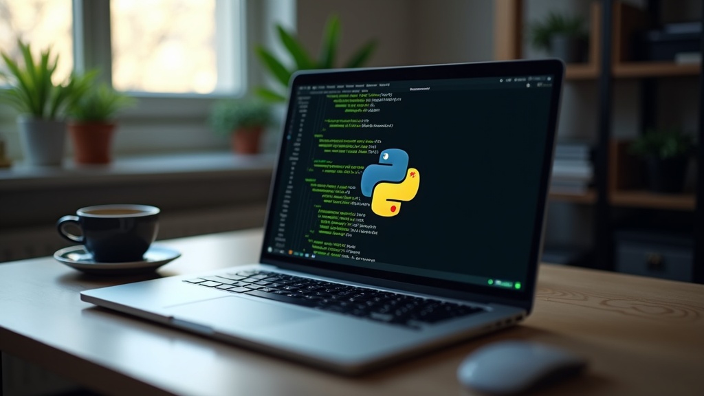 MCPサーバー開発のためのPython環境構築イメージ、ターミナルを開いたノートPC