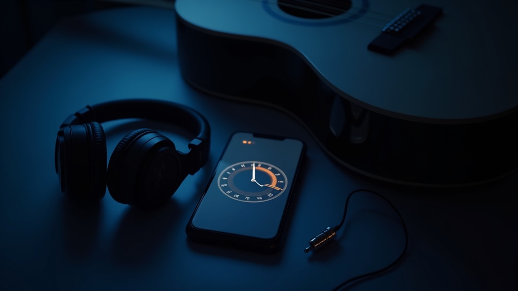 ヘッドホンとスマートフォンのメトロノームアプリを使った深夜の静音ギター練習環境