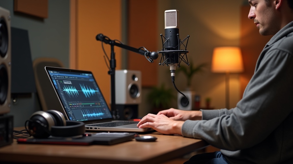 オーディオインターフェースとコンデンサーマイクを揃えた宅録デスク環境