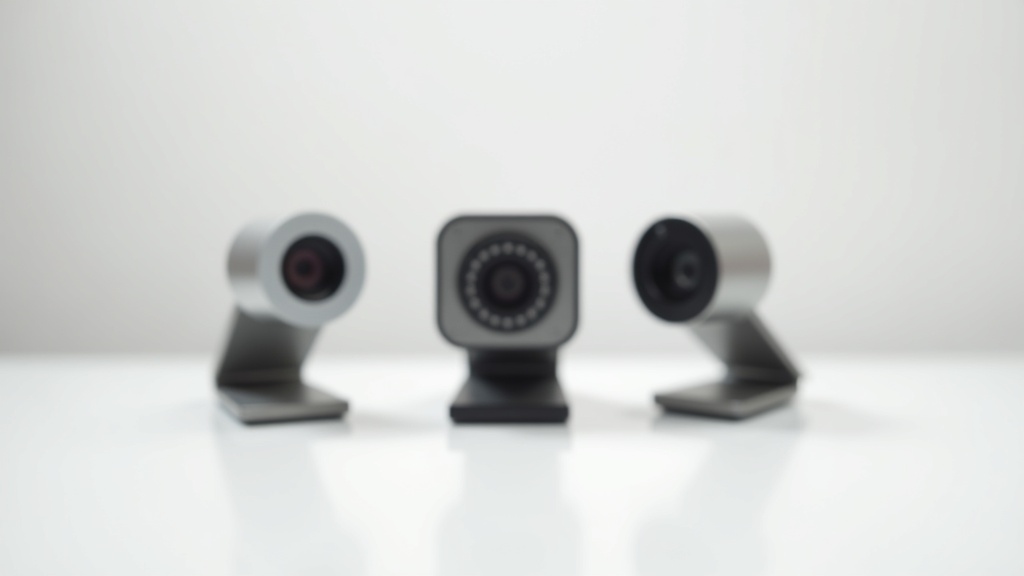 スペックと価格帯が異なる3種類のWebカメラを並べて比較している様子
