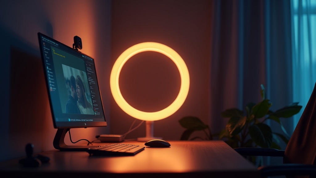 リングライトとWebカメラを組み合わせたテレワーク・配信向けの照明環境セットアップ