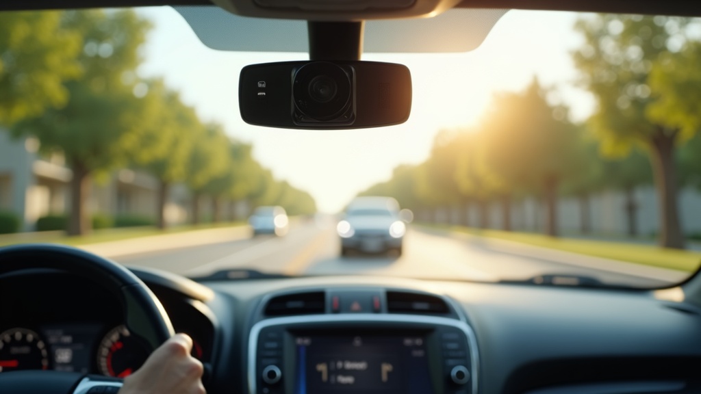 昼間走行中にナンバープレートを鮮明に録画するドライブレコーダーの高解像度映像イメージ