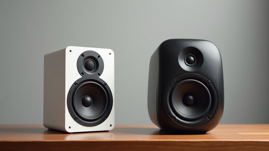 モニタースピーカーとリスニング用スピーカーを並べてデザインと用途の違いを比較