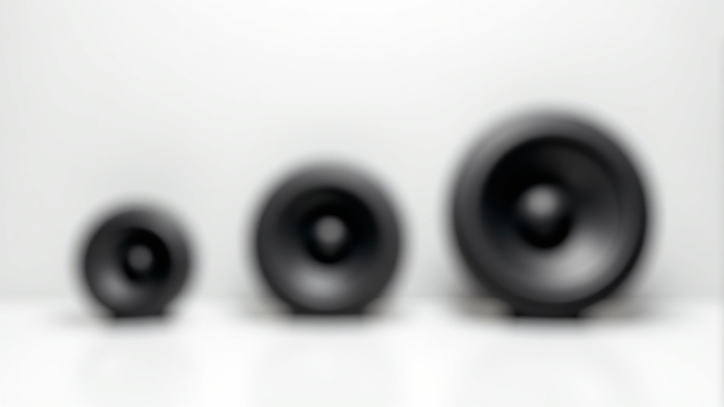 小中大サイズの異なるウーファー径を持つスタジオモニタースピーカー3種類を横並びで比較
