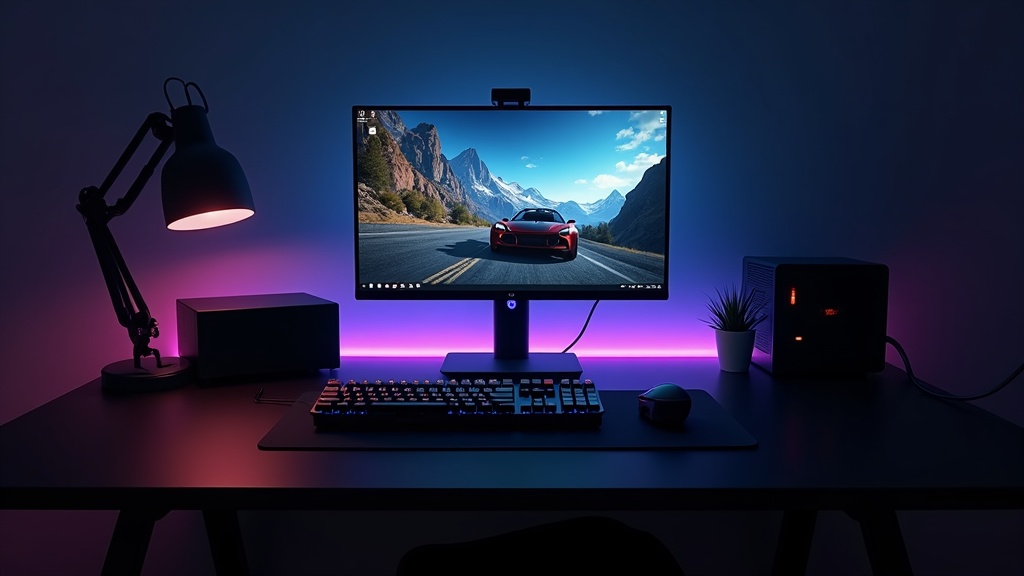 ミニPCにゲームコントローラーとモニターを接続したゲーム兼テレワーク用デスク環境