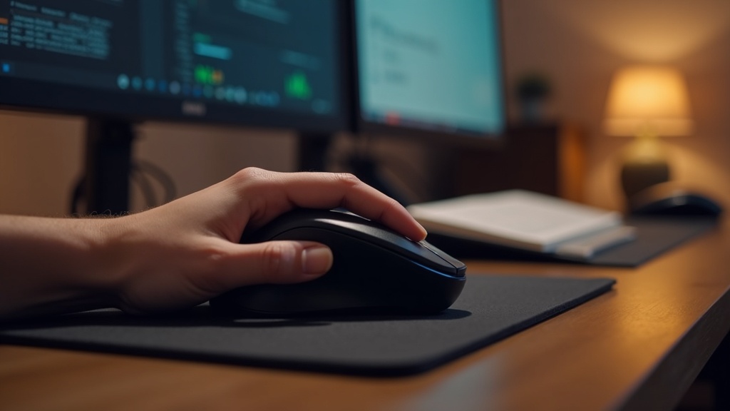 エルゴノミクスワイヤレスマウスを握る手｜テレワーク向け高性能マウスの使用イメージ