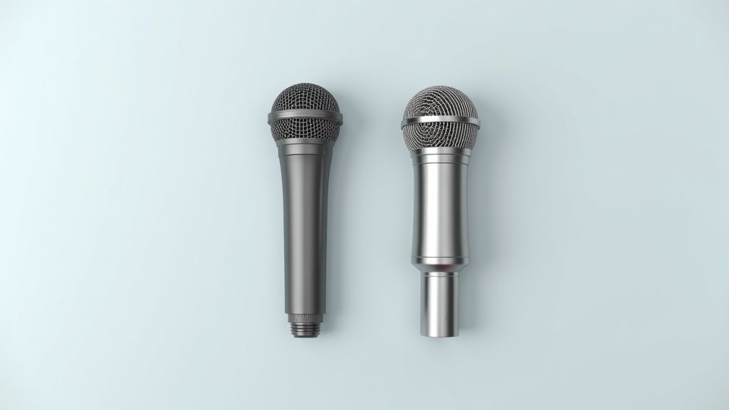コンデンサーマイクとダイナミックマイクを並べた比較写真