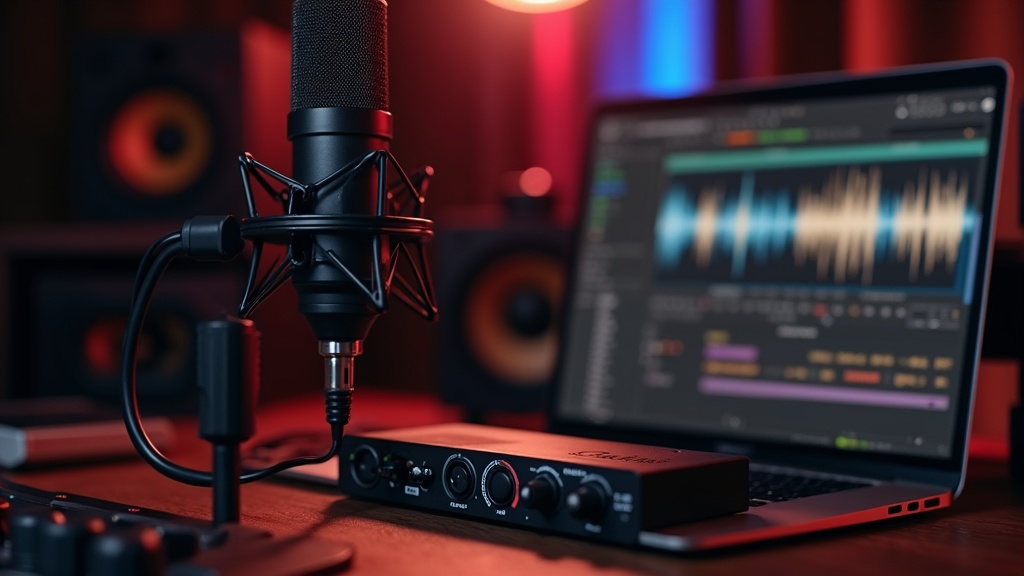 XLRコンデンサーマイクとオーディオインターフェースを接続したDTM・ポッドキャスト録音環境