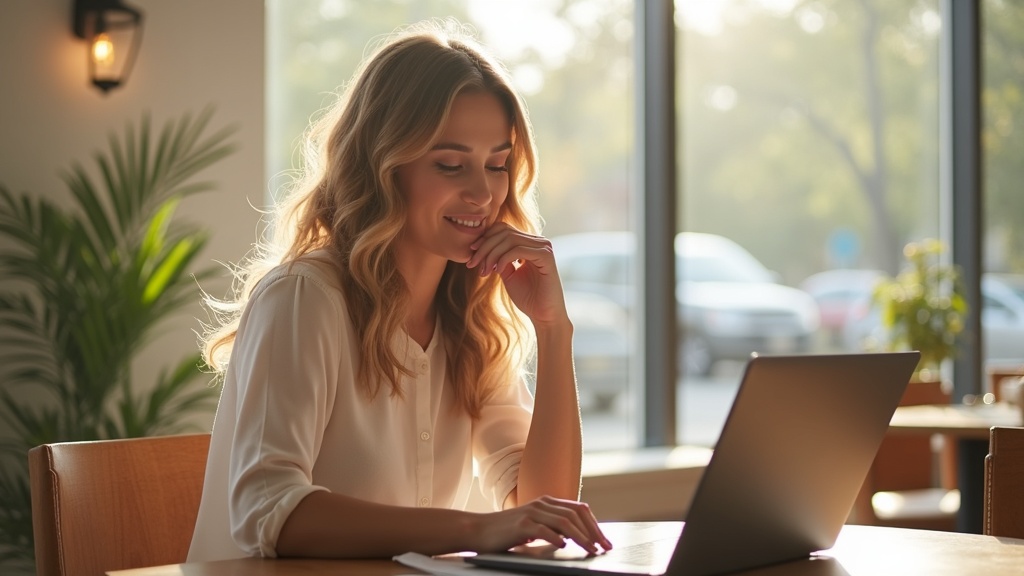 自分に合ったテレワーク向けノートPCを選んで満足する人物