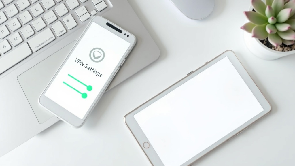 スマートフォン・ノートパソコン・タブレットの3台にVPNアプリを設定している画面のマルチデバイスシーン