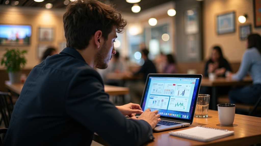 カフェでノーコードツールを比較検討している個人開発者