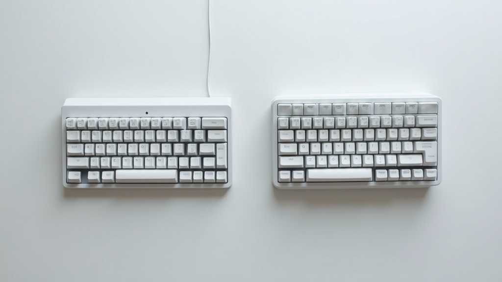 通常キーボードとエルゴノミクスキーボードの形状・傾斜角度の比較