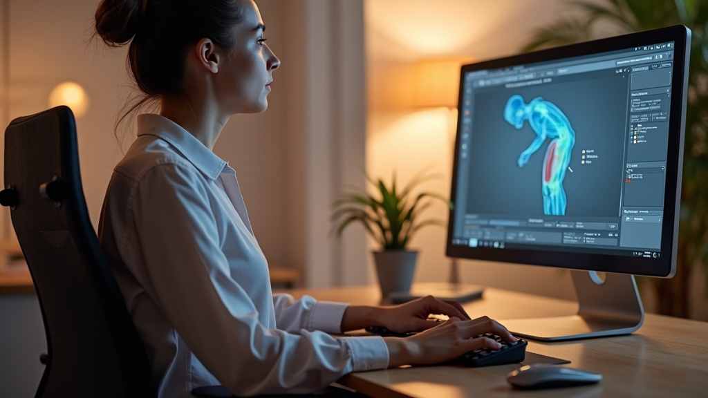 分割エルゴノミクスキーボードで肩を開き正しい姿勢でタイピング練習する人物