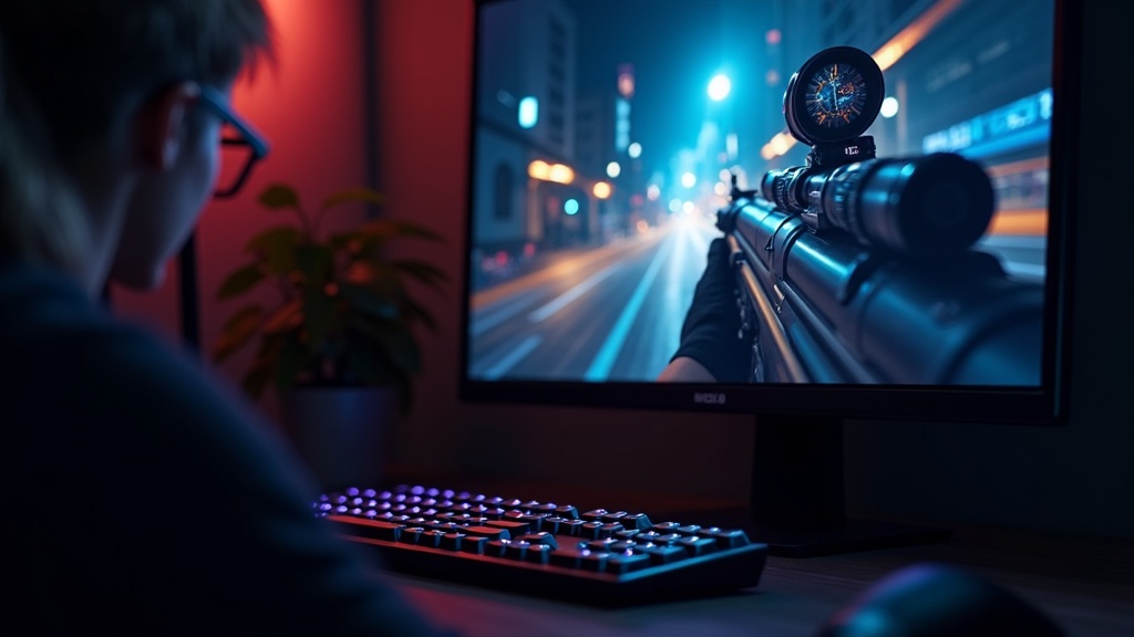 240Hz対応ゲーミングモニターでFPSゲームをプレイする競技向けセットアップの近景