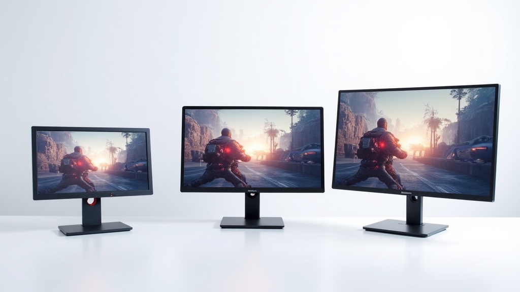 エントリー・ミドル・ハイエンドの3台のゲーミングモニターを横並びで比較した予算別モニター選びのイメージ