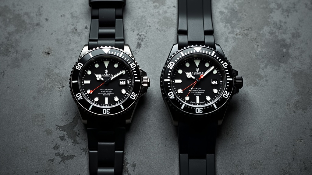 ダイバーズウォッチと一般スポーツウォッチの外観比較、逆回転防止ベゼルの有無が一目でわかる並置写真