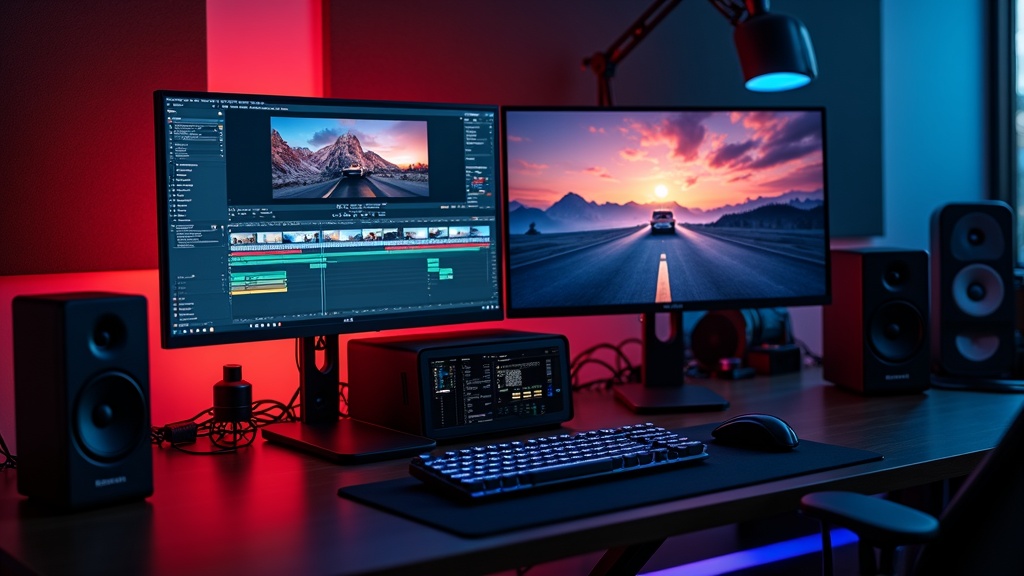クリエイター向けハイエンドデスクトップPCのデュアルモニター動画編集環境