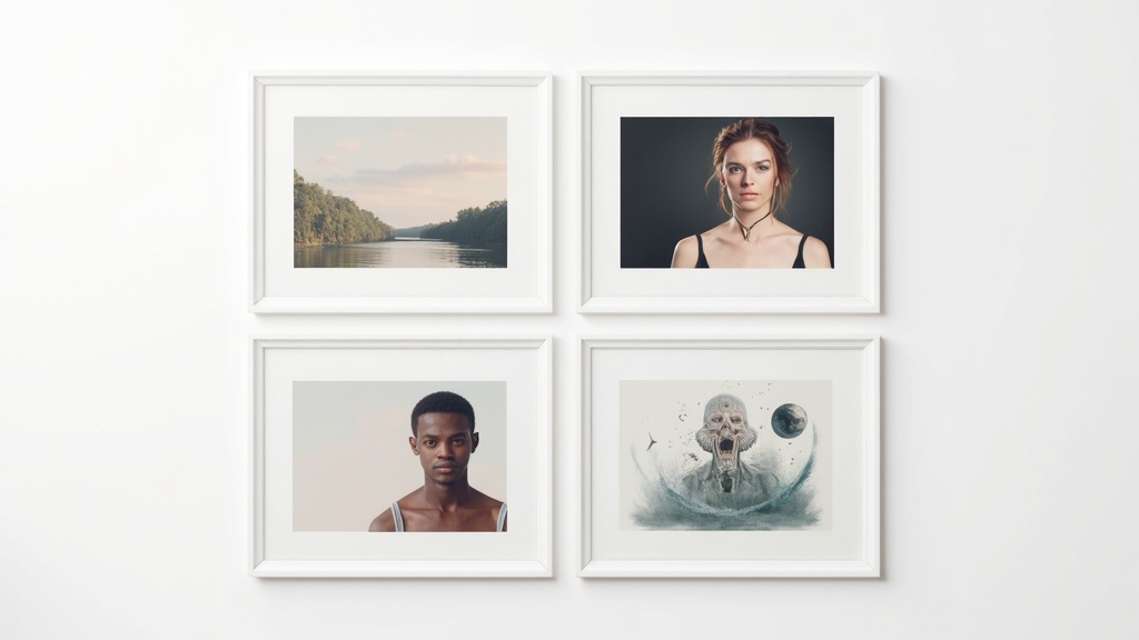 4種類の異なるスタイルのAI生成画像サンプルをグリッド状に並べた比較イメージ