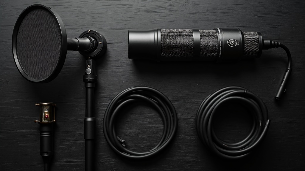 ショックマウント・ポップガード・XLRケーブルなどコンデンサーマイクの周辺アクセサリー一式