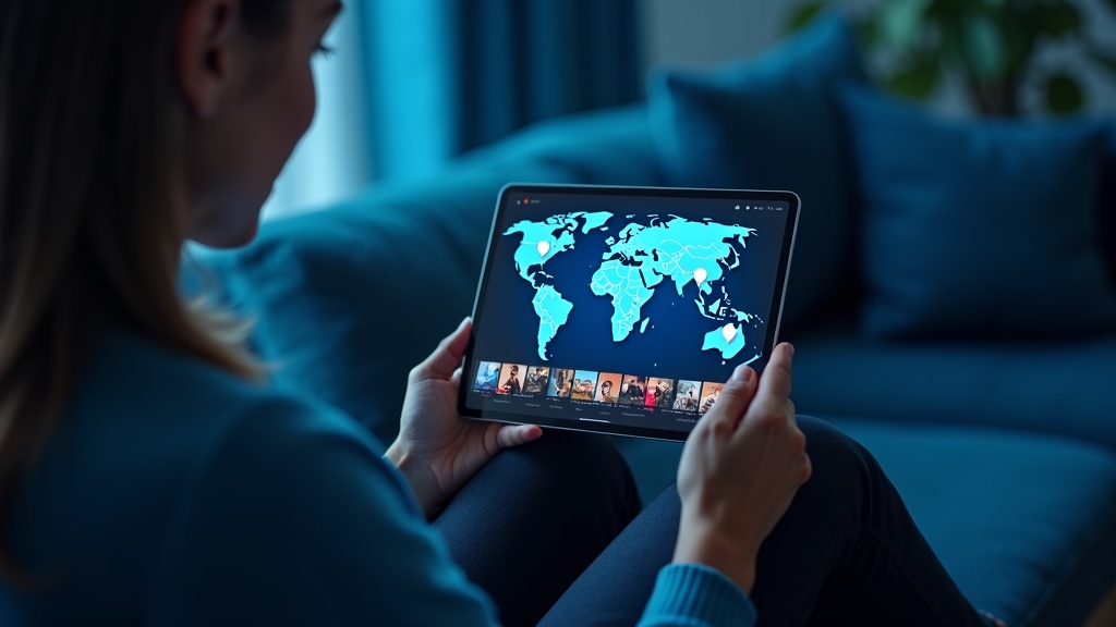 VPNで地域制限を突破して海外の動画ストリーミングサービスを視聴するイメージ