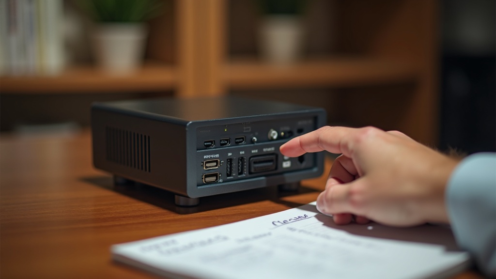 ミニPCの背面ポートやスペックを確認する購入前チェックの様子