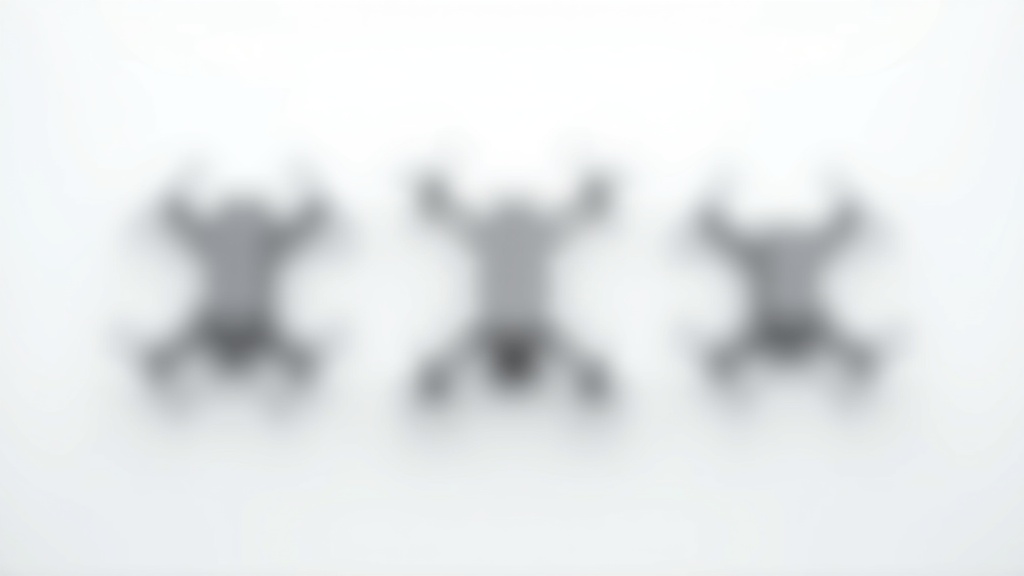 異なるサイズの空撮ドローン3台を並べた比較フラットレイ写真