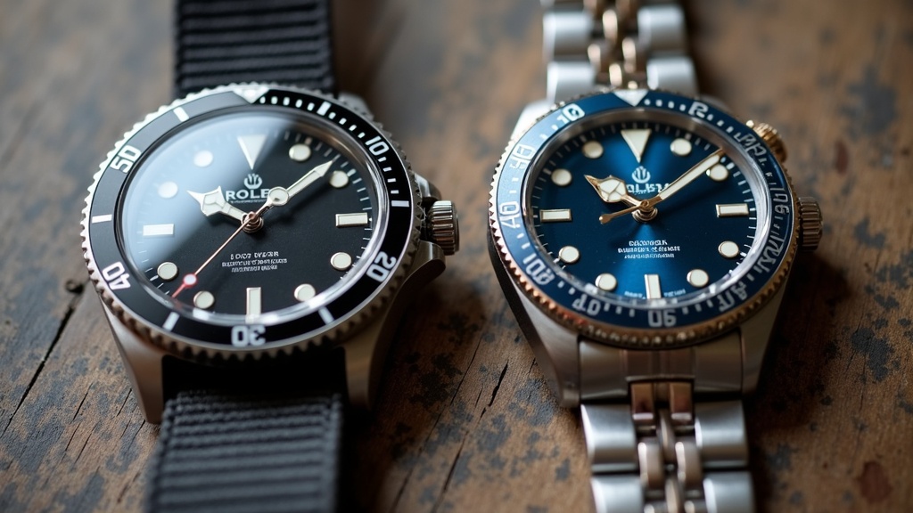 国産ダイバーズウォッチと欧州ヴィンテージ系ダイバーズウォッチの横並び比較、デザインと仕様の違いを示す