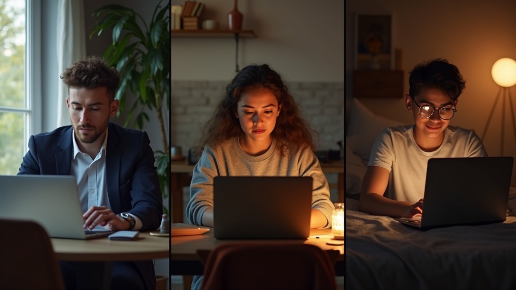 目的・状況が異なる学習者がそれぞれの環境でAIプログラミングを学んでいるイメージ