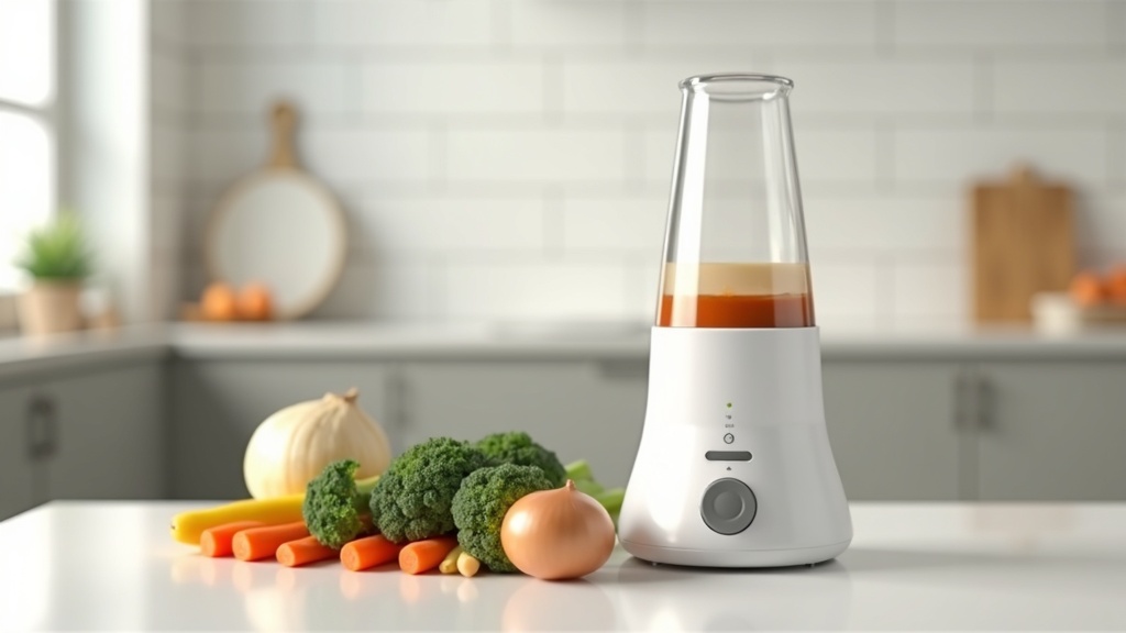 スープメーカーに野菜を投入するだけの簡単調理の様子