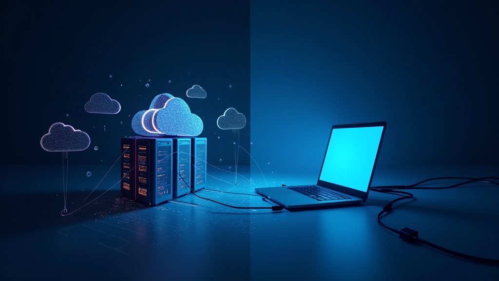 クラウドLLMとローカルLLMのデータ処理経路の違いを示す対比図