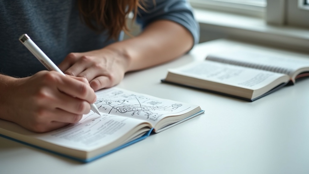 LLM入門書を読みながらノートに概念図を書く学習シーン